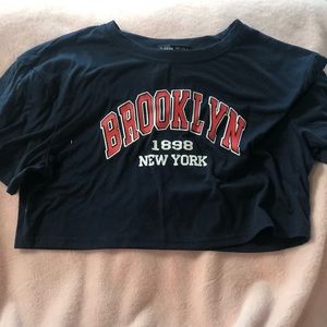 Navy Blue Brooklyn Tee Crop